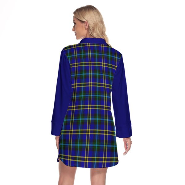 Weir Modern Tartan Women s Lapel Shirt Dress With Long Sleeve on Sale - Image 2