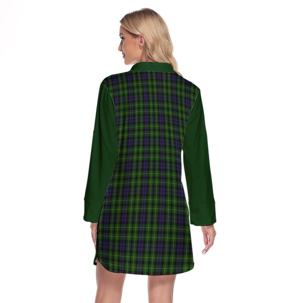 Campbell Of Breadalbane Tartan Women s Lapel Shirt Dress With Long Sleeve Online now - Image 2