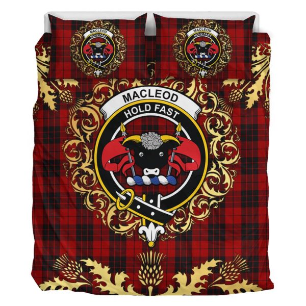 MacLeod of Raasay Highland Tartan Crest Bedding Set - Golden Thistle Style Online now - Image 2