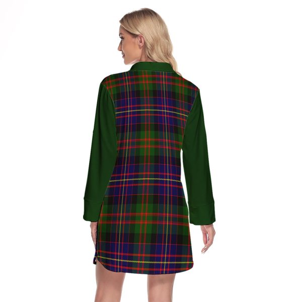 Chalmers Modern Tartan Women s Lapel Shirt Dress With Long Sleeve on Sale - Image 2