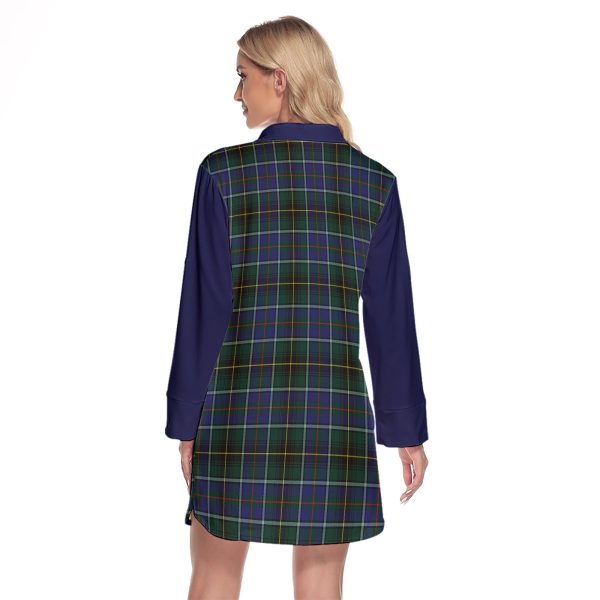 MacInnes Modern Tartan Women s Lapel Shirt Dress With Long Sleeve Online now - Image 2
