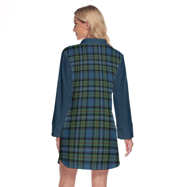 Robertson Hunting Ancient Tartan Women s Lapel Shirt Dress With Long Sleeve Hot on Sale - Image 2