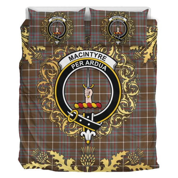 MacIntyre Hunting Weathered Tartan Crest Bedding Set - Golden Thistle Style Discount - Image 2