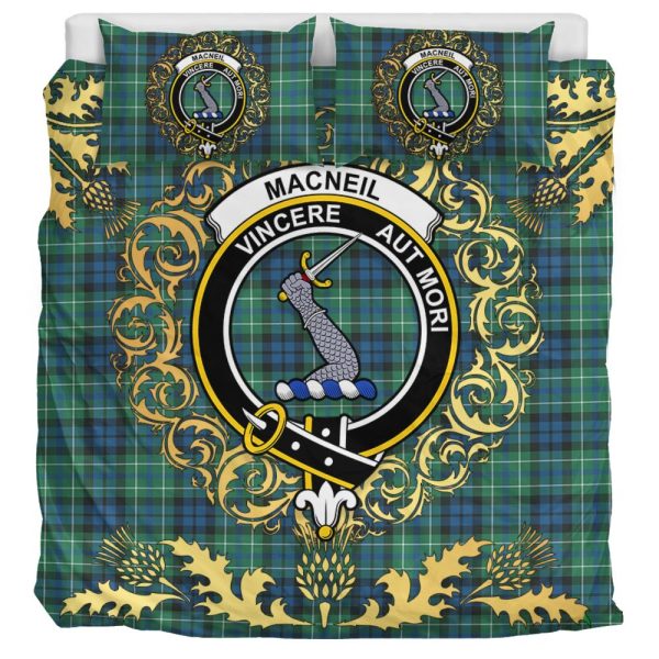 MacNeil of Colonsay Ancient Tartan Crest Bedding Set - Golden Thistle Style Online now - Image 3