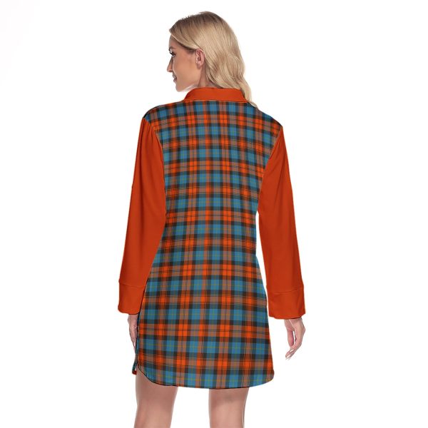 MacLachlan Ancient Tartan Women s Lapel Shirt Dress With Long Sleeve on Sale - Image 2
