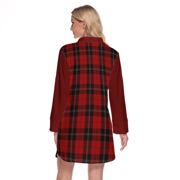 Ramsay Tartan Women s Lapel Shirt Dress With Long Sleeve For Cheap - Image 2
