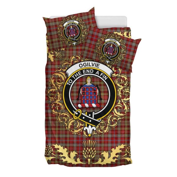 Ogilvie (Ogilvy) 03 Tartan Crest Bedding Set - Golden Thistle Style For Discount