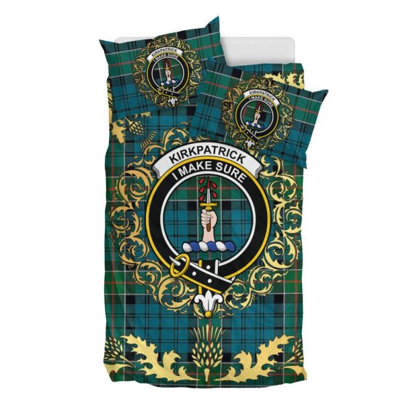 Kirkpatrick Tartan Crest Bedding Set - Golden Thistle Style Online now