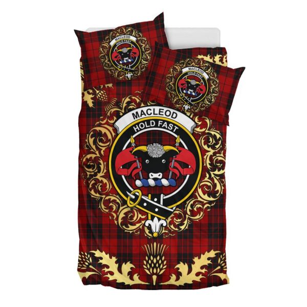 MacLeod of Raasay Highland Tartan Crest Bedding Set - Golden Thistle Style Online now