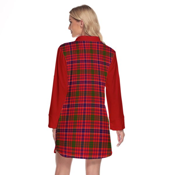 MacRae Modern Tartan Women s Lapel Shirt Dress With Long Sleeve Online - Image 2