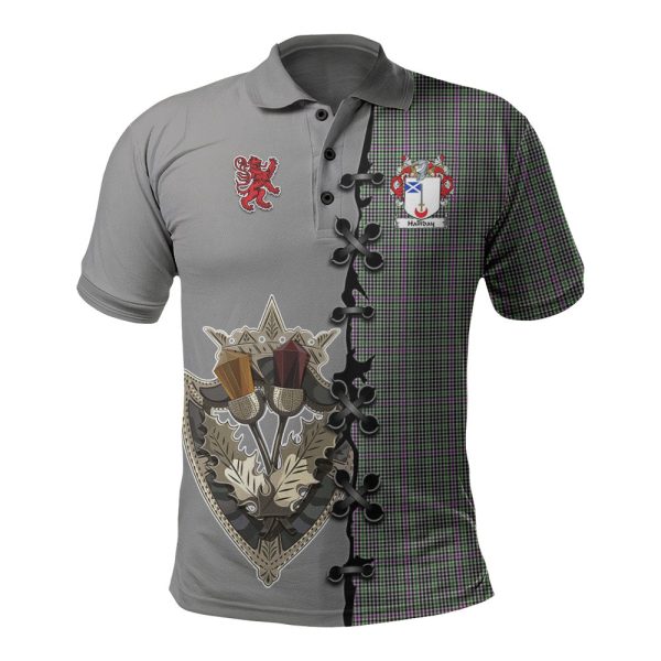 Halliday Tartan Polo Shirt - Lion Rampant And Celtic Thistle Style Online Hot Sale