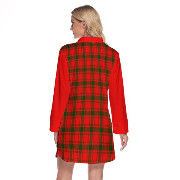 MacQuarrie Modern Tartan Women s Lapel Shirt Dress With Long Sleeve Cheap - Image 2