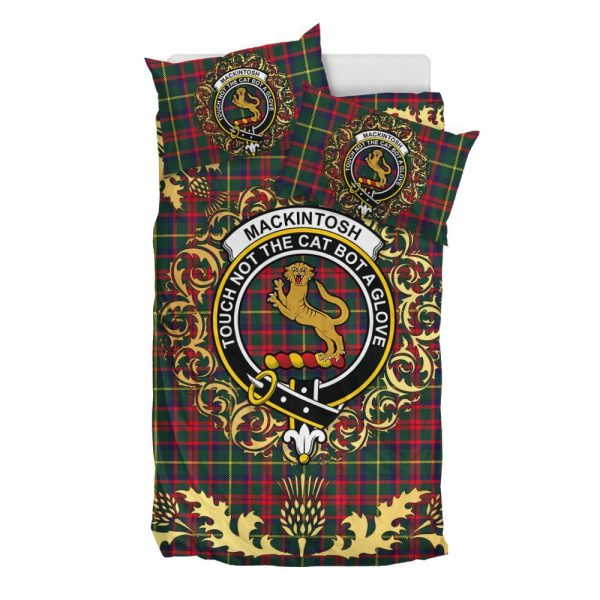 MacKintosh Hunting Modern Tartan Crest Bedding Set - Golden Thistle Style Supply