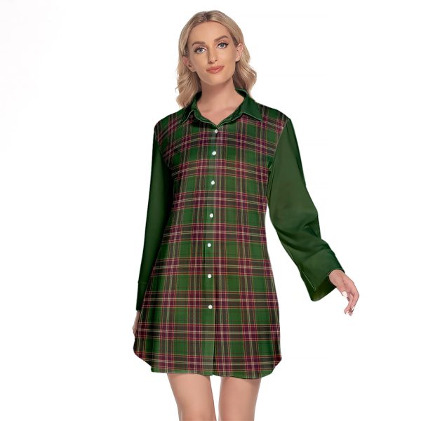 MacFarlane Hunting Tartan Women s Lapel Shirt Dress With Long Sleeve Cheap