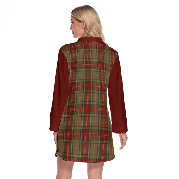 Muirhead Old Tartan Women s Lapel Shirt Dress With Long Sleeve For Discount - Image 2