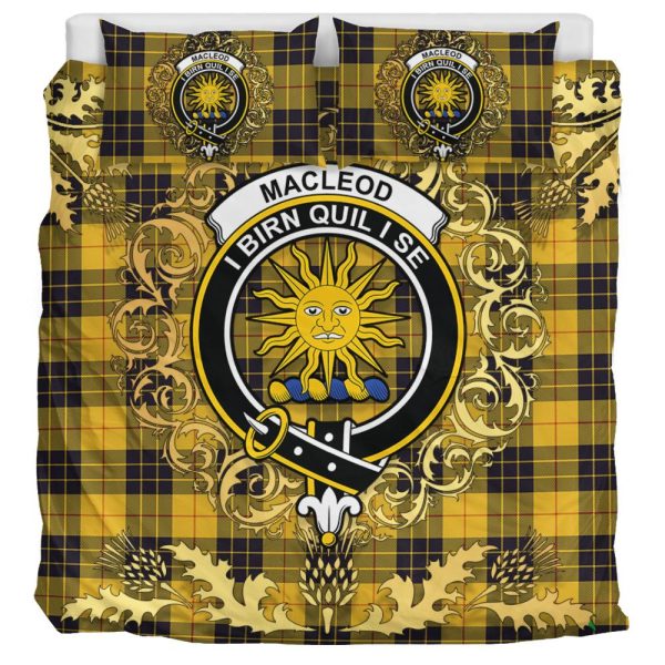 MacLeod of Lewis Ancient Tartan Crest Bedding Set - Golden Thistle Style Sale - Image 3