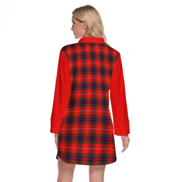 Abernethy Tartan Women s Lapel Shirt Dress With Long Sleeve For Cheap - Image 2