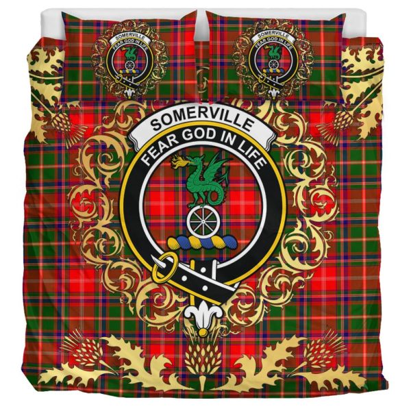 Somerville Modern Tartan Crest Bedding Set - Golden Thistle Style For Cheap - Image 3