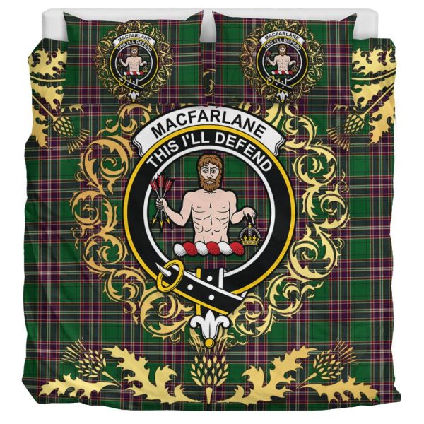 MacFarlane Hunting Tartan Crest Bedding Set - Golden Thistle Style For Cheap - Image 3