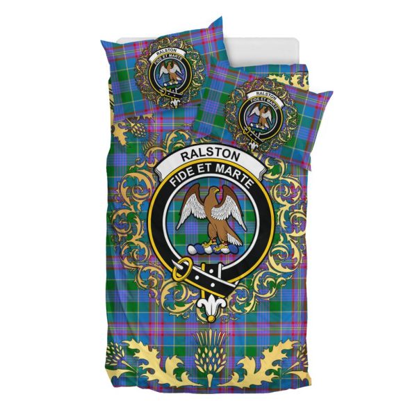 Ralston 01 Tartan Crest Bedding Set - Golden Thistle Style Online Sale