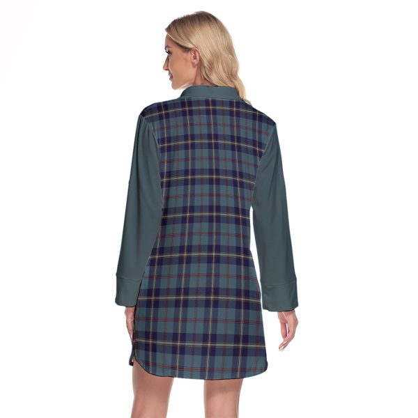 MacRaes Of America Tartan Women s Lapel Shirt Dress With Long Sleeve on Sale - Image 2
