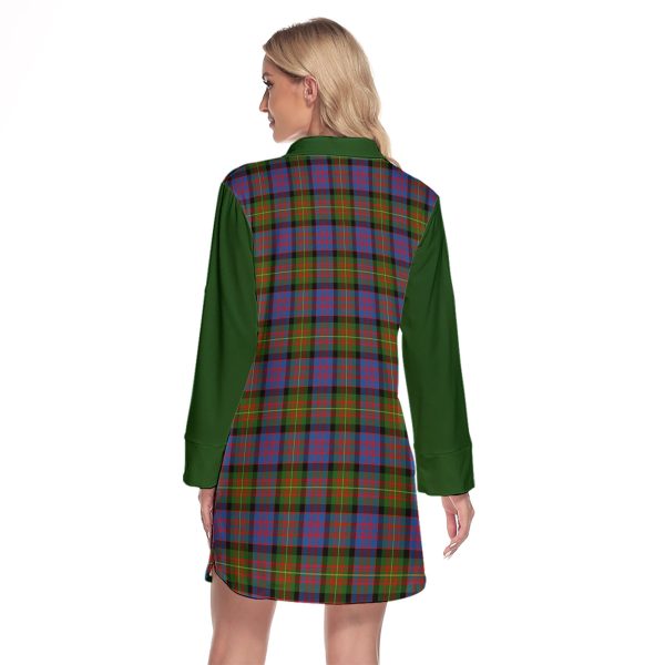 Carnegie Ancient Tartan Women s Lapel Shirt Dress With Long Sleeve Supply - Image 2