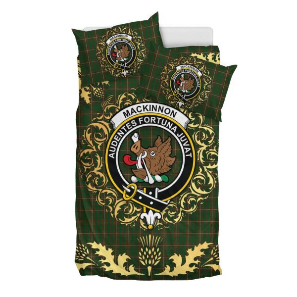 MacKinnon Hunting 02 Tartan Crest Bedding Set - Golden Thistle Style Online