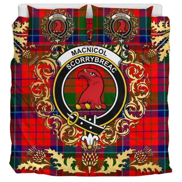 MacNicol of Scorrybreac Tartan Crest Bedding Set - Golden Thistle Style For Cheap - Image 3