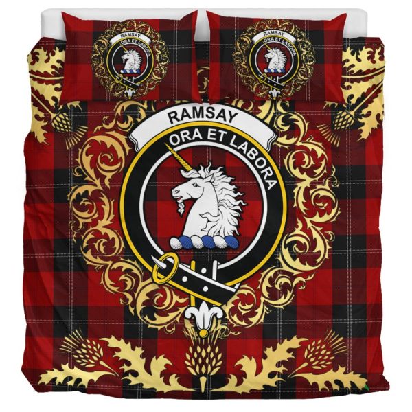 Ramsay Red Tartan Crest Bedding Set - Golden Thistle Style For Cheap - Image 3