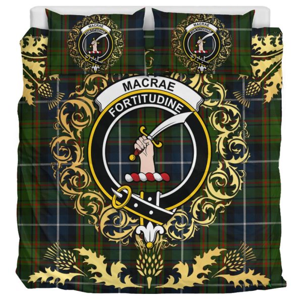 MacRae Hunting 01 Tartan Crest Bedding Set - Golden Thistle Style Discount - Image 3