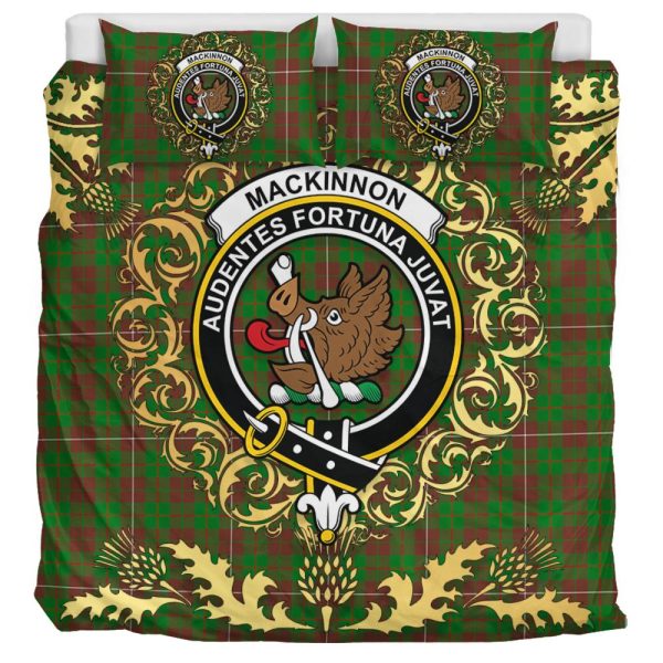 MacKinnon Hunting Modern Tartan Crest Bedding Set - Golden Thistle Style Online - Image 3