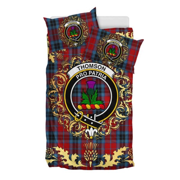 Thompson 03 Tartan Crest Bedding Set - Golden Thistle Style For Cheap
