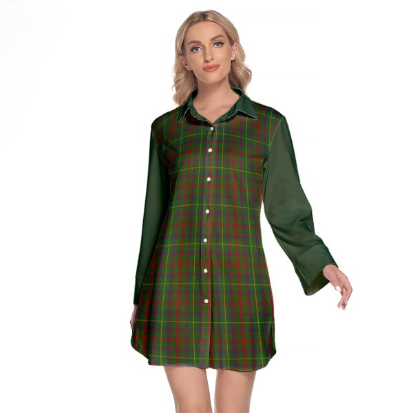 MacKintosh Hunting Tartan Women s Lapel Shirt Dress With Long Sleeve Online Hot Sale