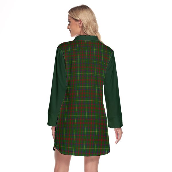 MacKintosh Hunting Tartan Women s Lapel Shirt Dress With Long Sleeve Online Hot Sale - Image 2