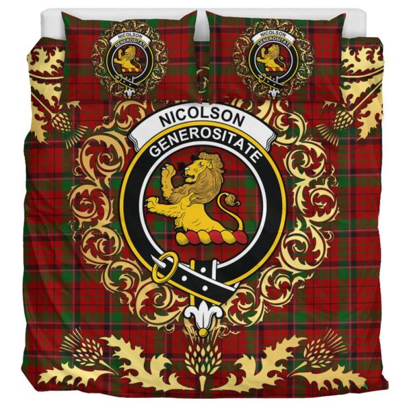 Nicolson (MacNicol) 03 Tartan Crest Bedding Set - Golden Thistle Style Online Sale - Image 3
