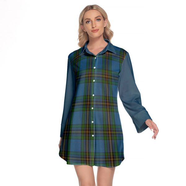Murray Of Elibank Tartan Women s Lapel Shirt Dress With Long Sleeve Online now