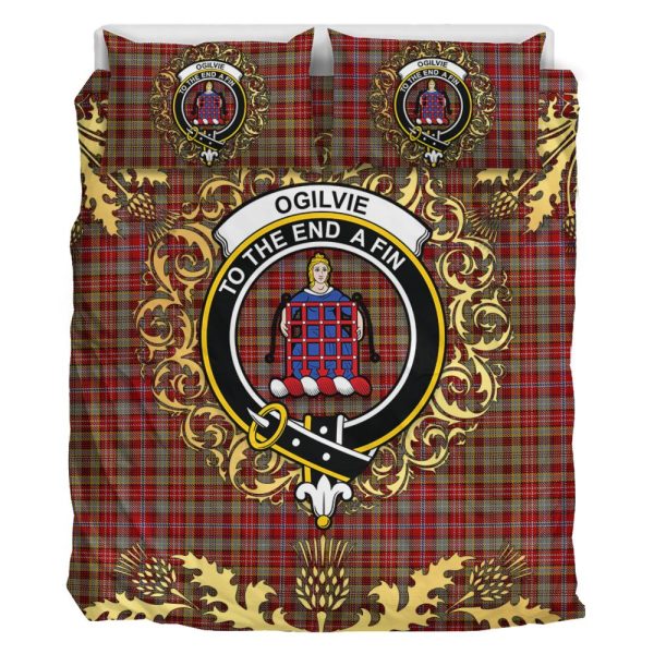 Ogilvie (Ogilvy) 03 Tartan Crest Bedding Set - Golden Thistle Style For Discount - Image 2