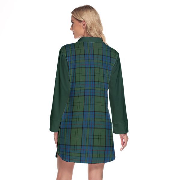 Lockhart Tartan Women s Lapel Shirt Dress With Long Sleeve For Discount - Image 2