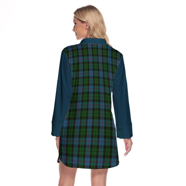Morrison Society Tartan Women s Lapel Shirt Dress With Long Sleeve Cheap - Image 2