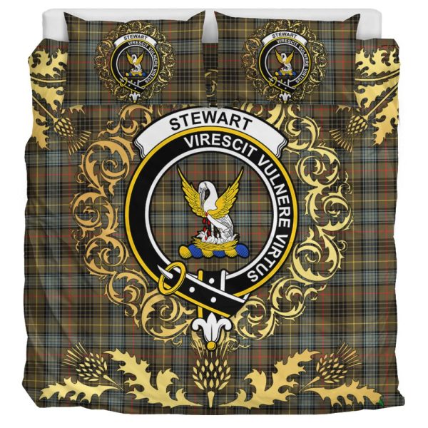 Stewart Hunting Weathered Tartan Crest Bedding Set - Golden Thistle Style on Sale - Image 3