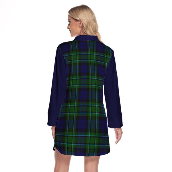 MacCallum Modern Tartan Women s Lapel Shirt Dress With Long Sleeve Fashion - Image 2