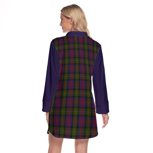MacLennan Tartan Women s Lapel Shirt Dress With Long Sleeve Sale - Image 2