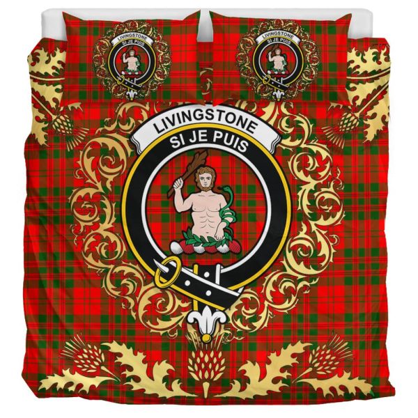 Livingston (MacLea) Modern Tartan Crest Bedding Set - Golden Thistle Style Cheap - Image 3