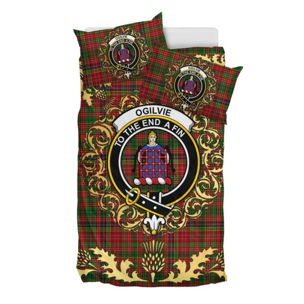 Ogilvie (Ogilvy) 04 Tartan Crest Bedding Set - Golden Thistle Style Sale