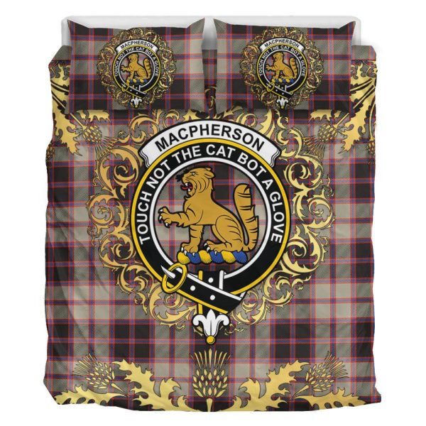 MacPherson Hunting Ancient Tartan Crest Bedding Set - Golden Thistle Style Sale - Image 2