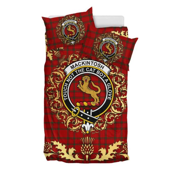 MacKintosh 02 Tartan Crest Bedding Set - Golden Thistle Style Hot on Sale