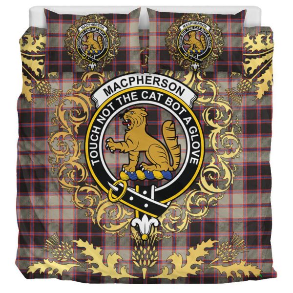 MacPherson Hunting Ancient Tartan Crest Bedding Set - Golden Thistle Style Sale - Image 3