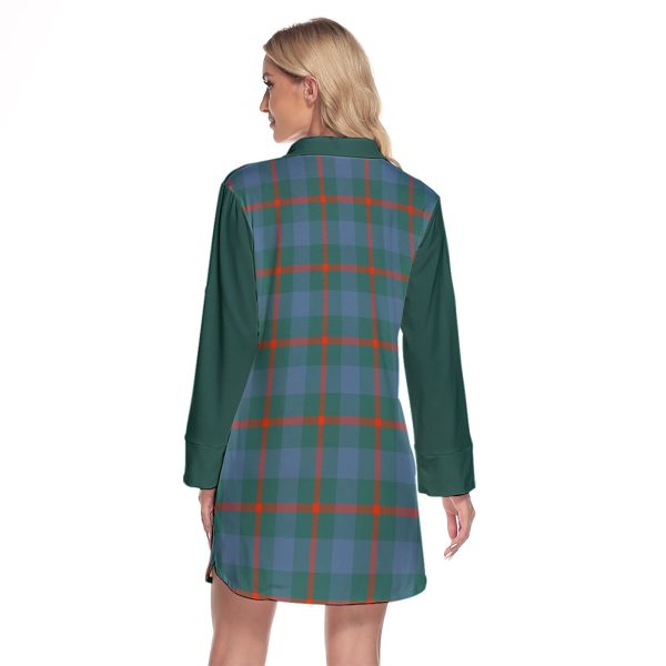 Agnew Ancient Tartan Women s Lapel Shirt Dress With Long Sleeve For Discount - Image 2