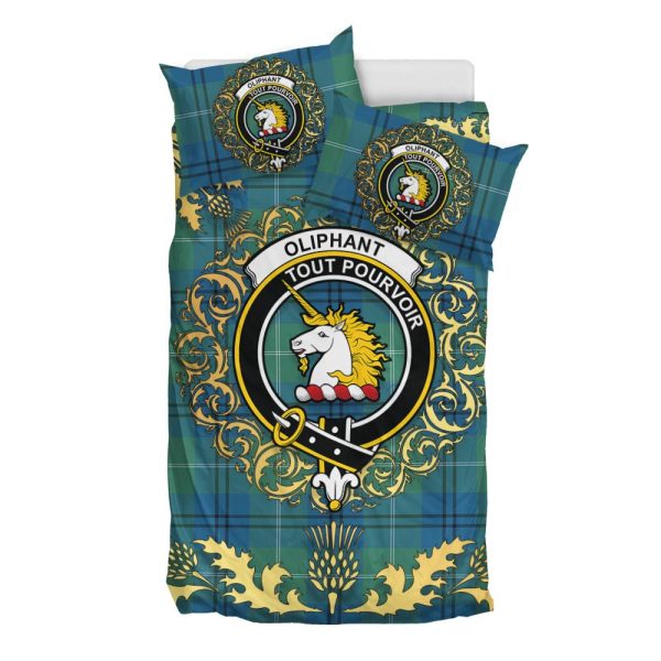 Oliphant Ancient Tartan Crest Bedding Set - Golden Thistle Style Hot on Sale