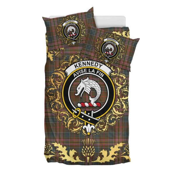 Kennedy Weathered Tartan Crest Bedding Set - Golden Thistle Style For Cheap